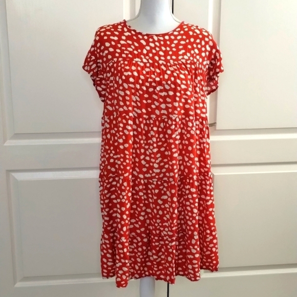 Cupshe The Gianna Dress women's Large dark orange spotted A-frame tiered dress - Picture 1 of 12